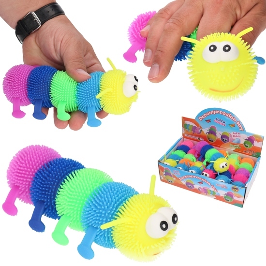 Dżdżownica świecąca puffer ball gniotek antystresowy - gąsienica 1