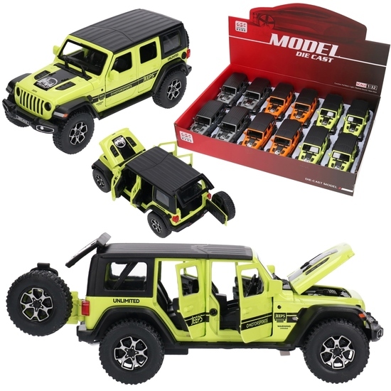 Terenowe auto JEEP metal, otwierane drzwi display 1:32 1