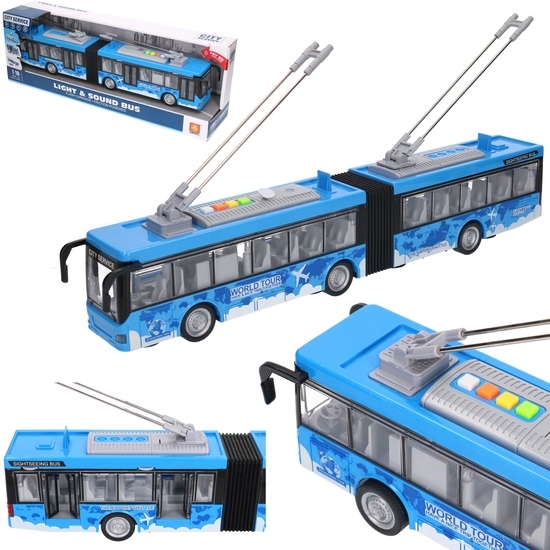Przegubowy autobus z otwieranymi drzwiami, dźwięki i światła - trolejbus 1