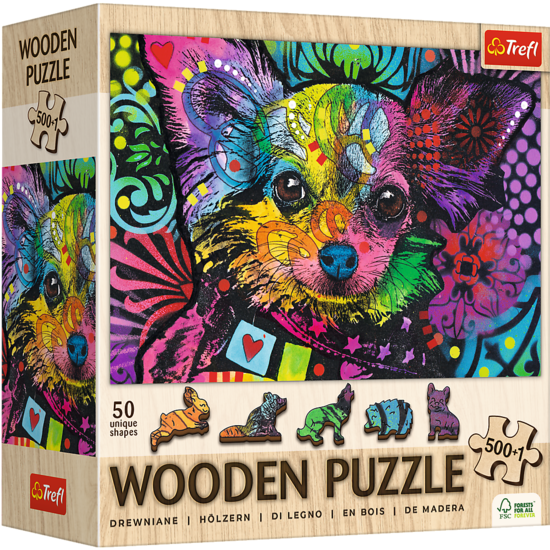 Puzzle 500 Drewniane Kolorowy Szczeniaczek 1