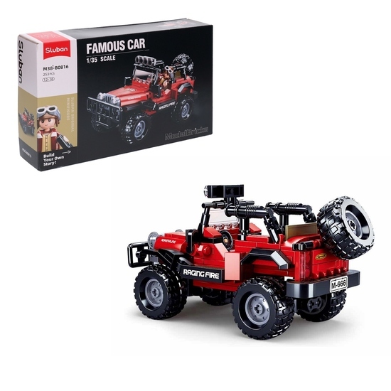 Klocki Sluban Model Bricks Auto Czerwony samochód terenowy 253el 1
