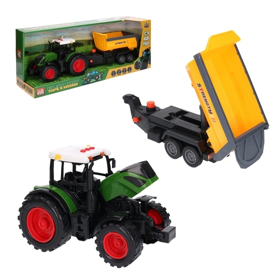 Traktor Ciągnik Z Przyczepą Wywrotka Światlo Dźwięk 1