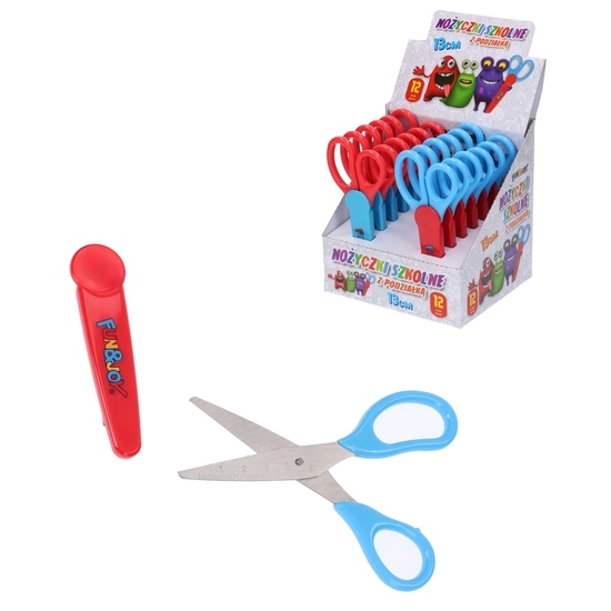 Nożyczki szkolne z podziałką i zatyczką Fun&Joy display 1
