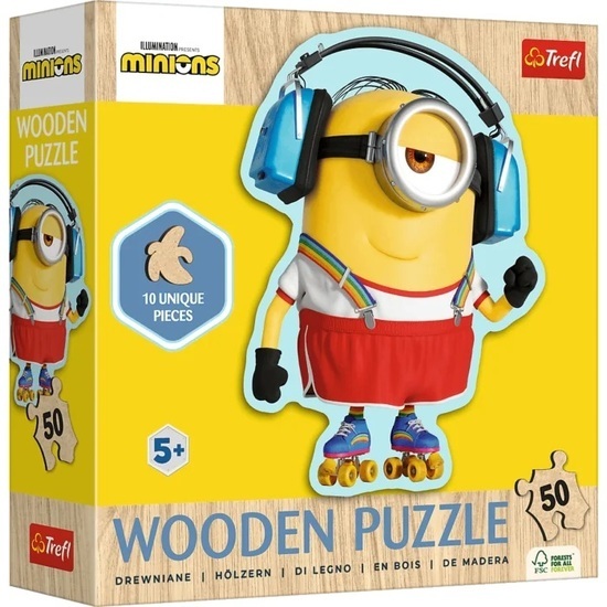 Puzzle 50 drewniane Szalony Minionek 1