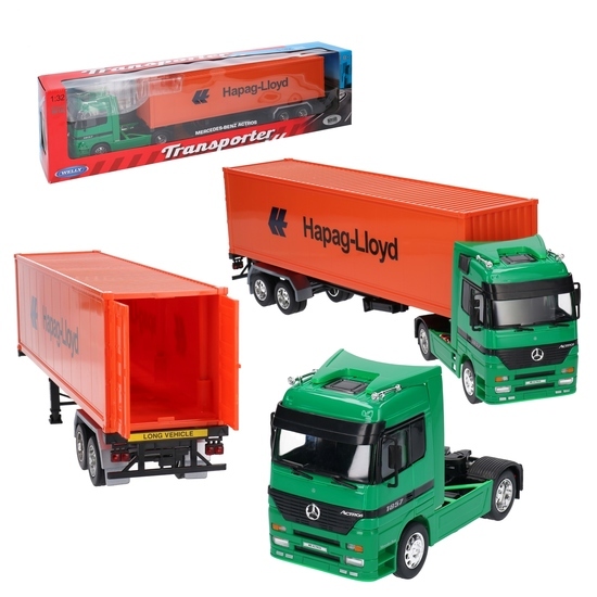 Ciśgnik siodłowy MERCEDES-BENZ ACTROS z naczepą 1:32 model metalowy TIR WELLY 1