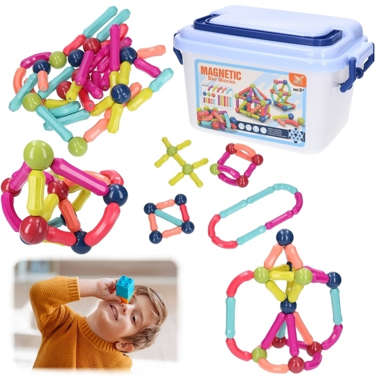 JUMBO klocki magnetyczne 42el w wiaderku 1