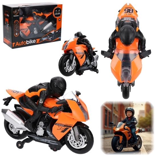 Motocykl na baterie z dźwiękiem i światłem ŚCIGACZ z kierowcą 1
