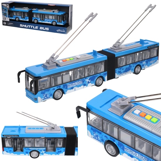 Przegubowy autobus z otwieranymi drzwiami, dźwięki i światła - trolejbus 1