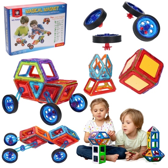 Klocki magnetyczne przestrzenne 3D pojazdy, koła 1