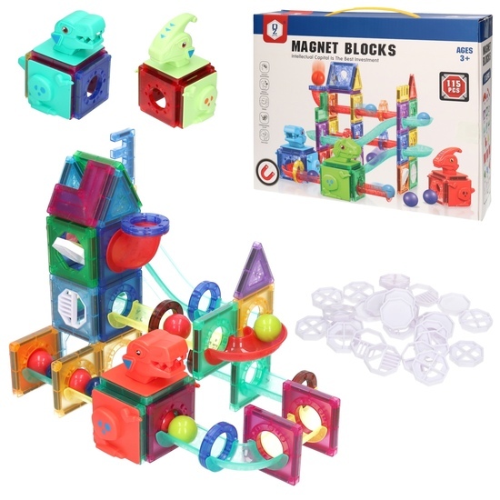 Klocki magnetyczne KULECZKOWY TOR 115el 1