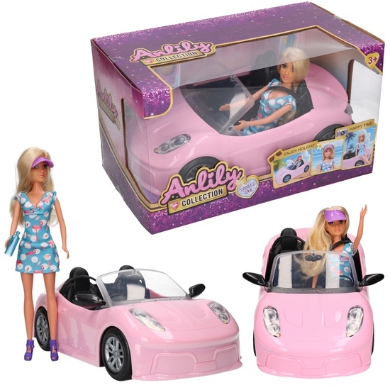 RÓŻOWY KABRIOLET lalka Anlily auto na wycieczki 1