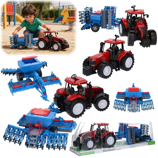 Mega duży traktor z przyczepą - agregat siewny MAŁY FARMER 1