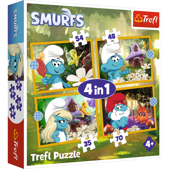 Puzzle 4w1 Życie w wiosce Smerfów 1