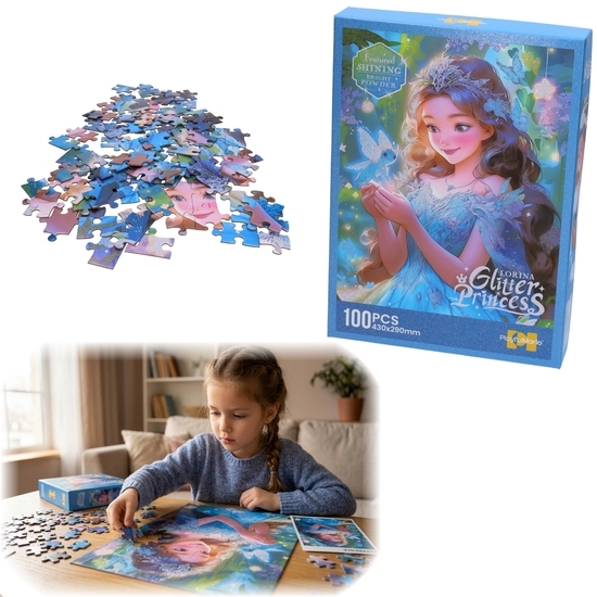 Puzzle 100 BAJKOWA KSIEŻNICZKA z brokatem 1