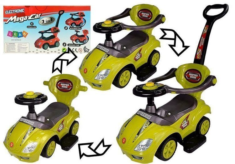 Jeździk z pchaczem Mega Car 3w1 żółty SUPER CENA 1