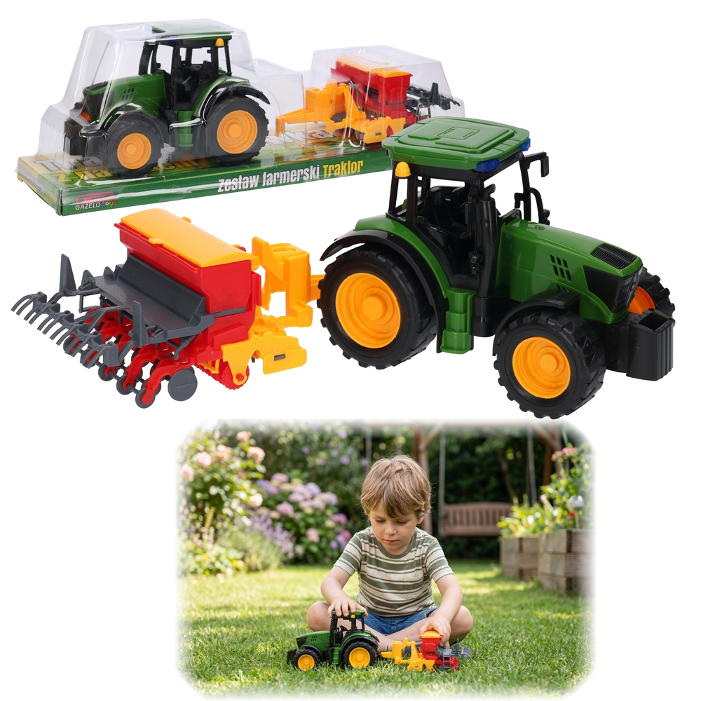 Traktor z przyczepą, siewnik Mały Farmer 1