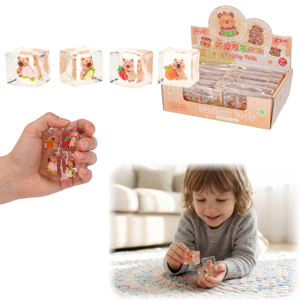 SQUISHY gniotek antystresowy KAPIBARA w kostce lodu 1