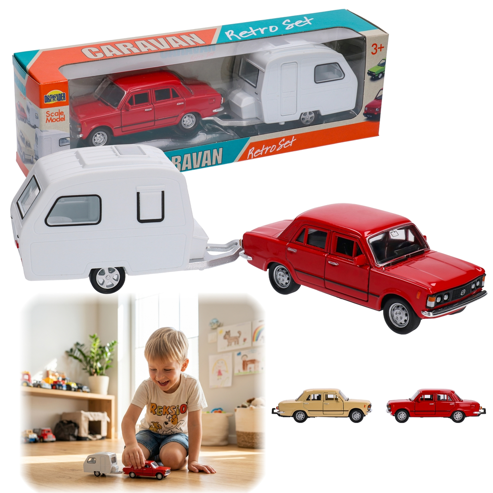 Auto Fiat 125 przyczepa Niewiadów, model metalowy z PRL WELLY 1