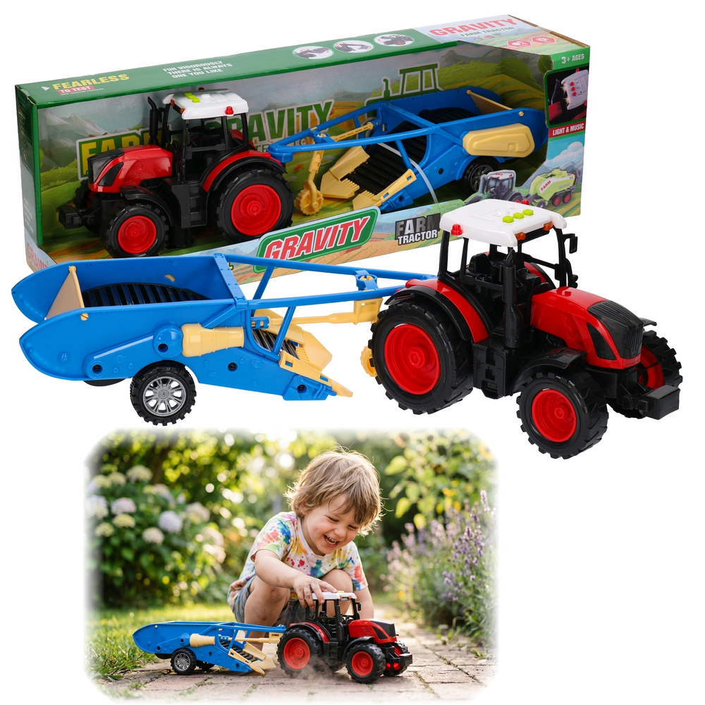 Traktor z przyczepą - kopaczka do ziemniaków dźwięki, światła 1