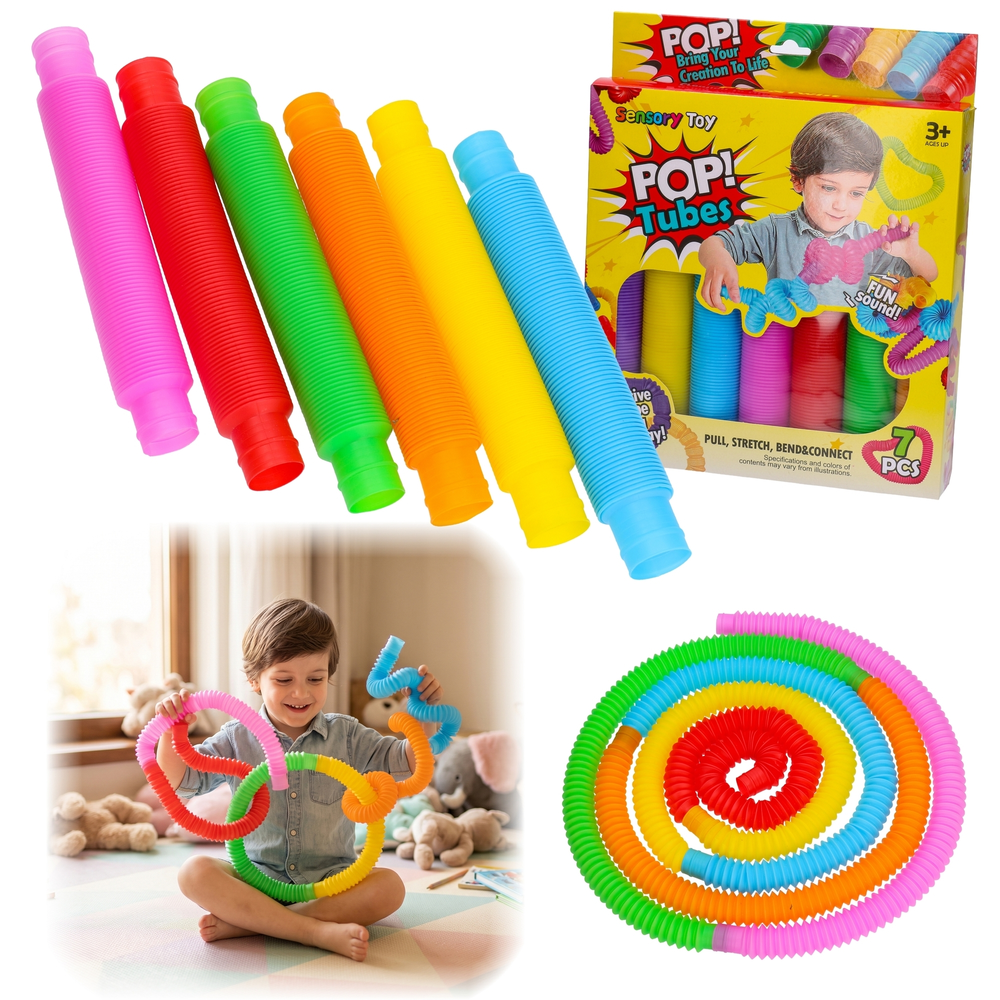 RURKI SENSORYCZNE tuba rozciągana sensoryczna zestaw 7szt POP TUBES 1