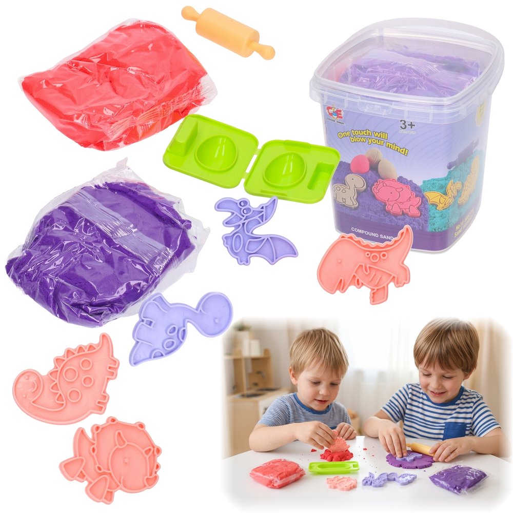 MAGICZNY piasek KINETYCZNY zestaw w wiaderku z foremkami 400g 1