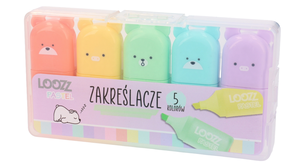 Flamastry zakreślacze pastelowe mini 5 kolorów 1
