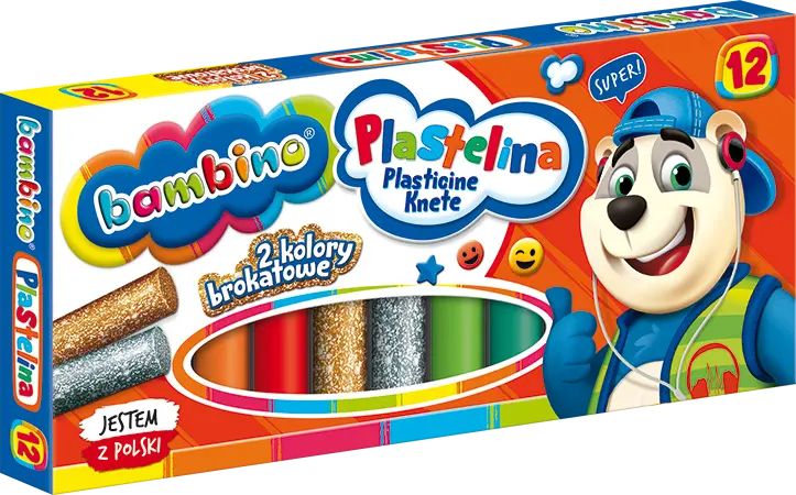 Plastelina BAMBINO 12 kolorów w tym 2 kolory brokatowe 1