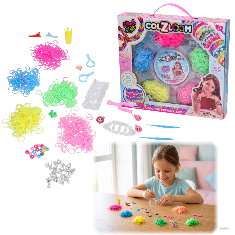 RAINBOW LOOM BANDS, magiczne gumki do zaplatania zestaw 1