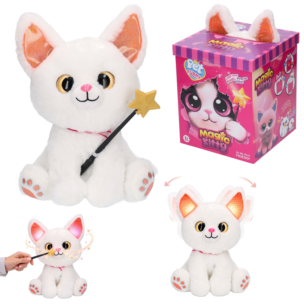 Maskotka KOT Magic Kitty z różdżką - śpiewa, mruczy, świecace uszka  1