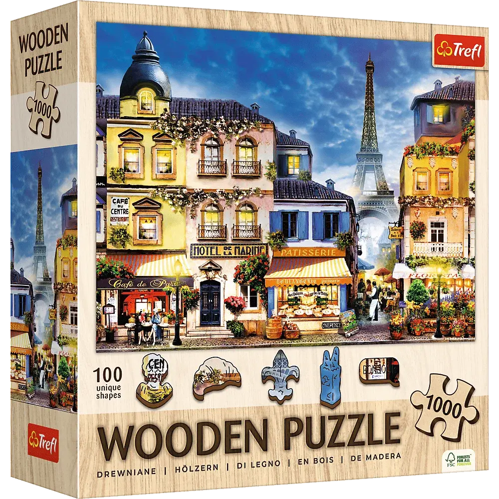 Puzzle 1000 drewniane Francuska uliczka 1