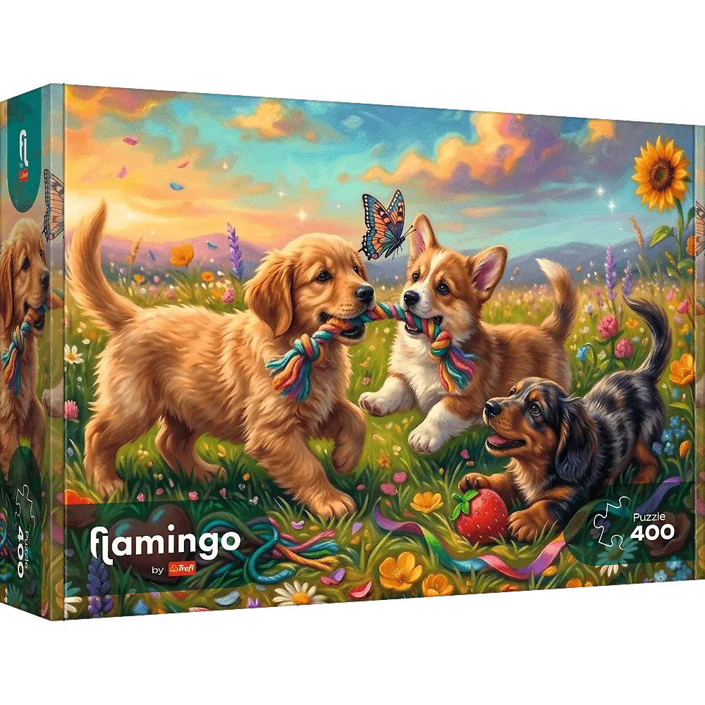 Puzzle 400 Szczenięce figle - flamingo 1