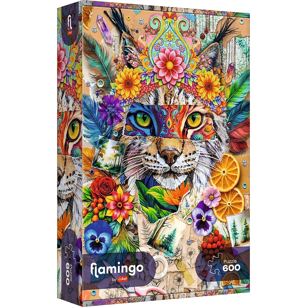 Puzzle 600 Kolaż inspiracji - flamingo 1