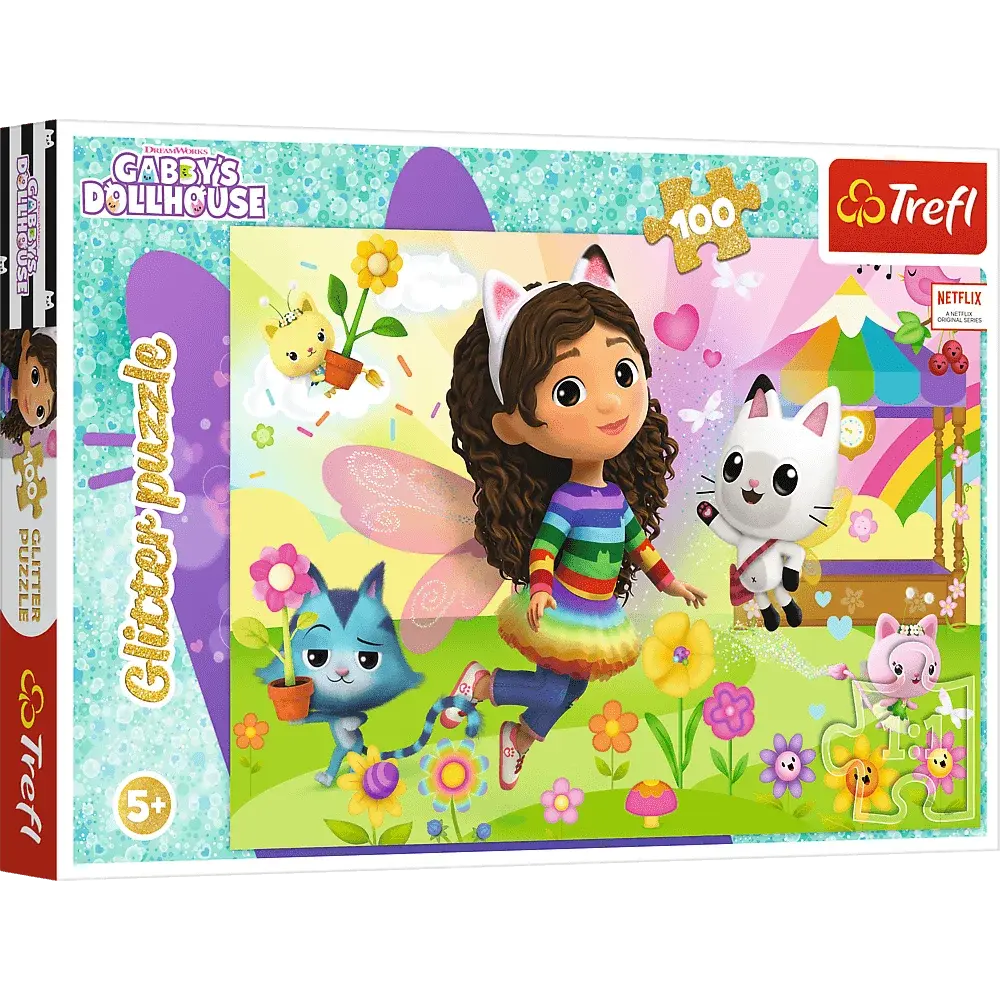 Puzzle Glitter 100 Koci domek Gabby Brokatowa Gabby 1