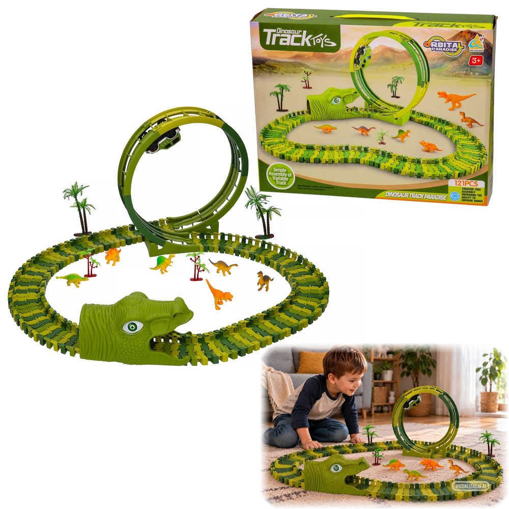 Tor wyścigowy Park Dinozaurów + auto 121el 1