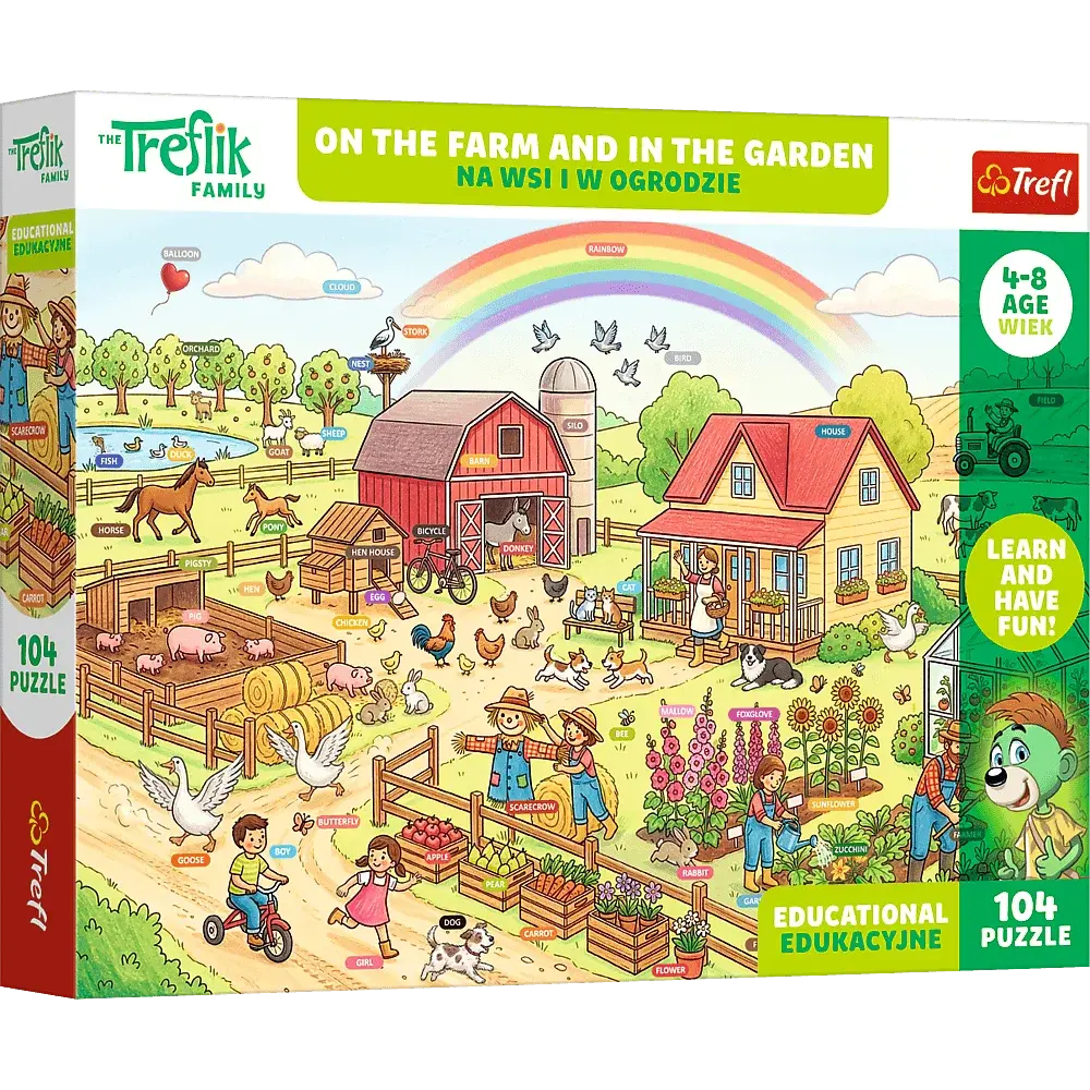 Puzzle edukacyjne 104 Rodzina Treflików Na wsi i w ogrodzie 1