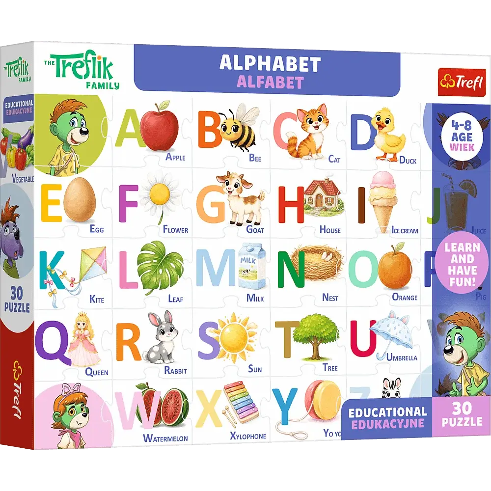Puzzle edukacyjne 30 Rodzina Treflików Alfabet 1