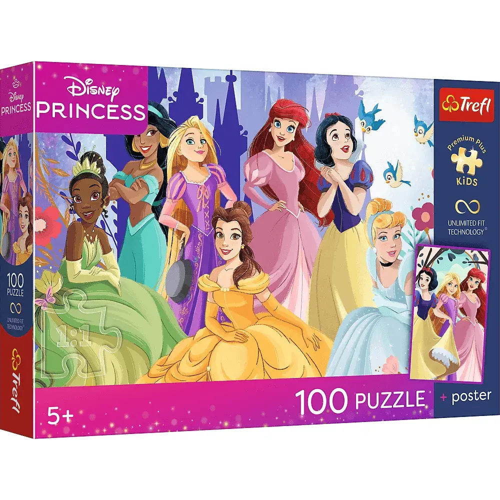 Puzzle 100 Disney Relaks z księżniczkami + plakat 1