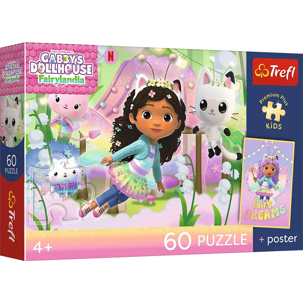 Puzzle 60 Koci Domek Gabby Gabi i kocie przygody + plakat 1