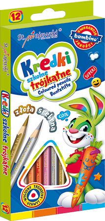 Kredki trójkątne BAMBINO + złota i srebrna kredka 1