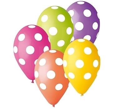Balony z nadrukiem w groszki 5szt. 1