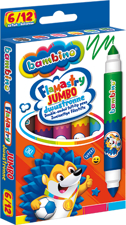 Flamastry JUMBO dwustronne Bambino 12 sztuk, 24 kolory 1