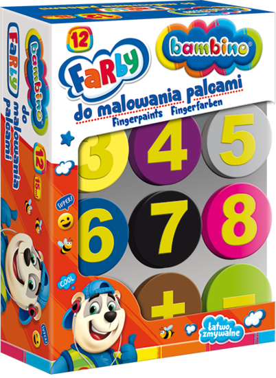 Farby do malowania palcami 12 kolorów Bambino 1