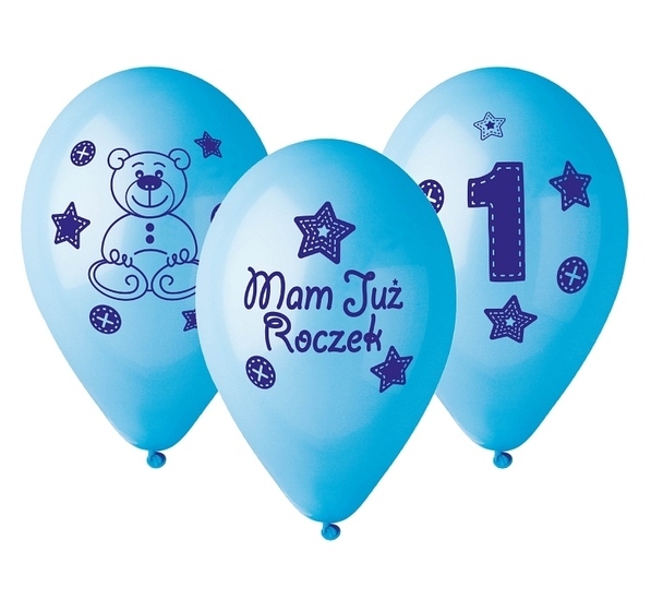 Balony MAM JUŻ ROCZEK 5szt. niebieskie 1