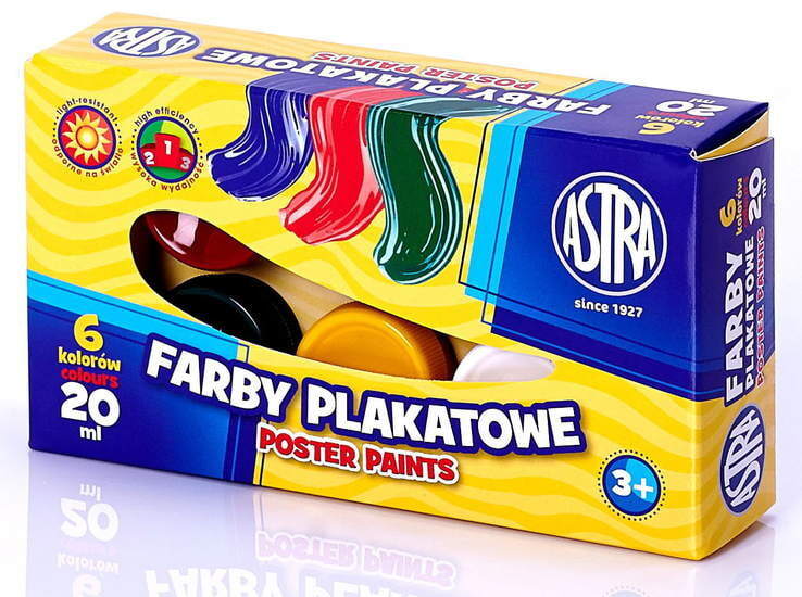 Farby plakatowe  6 kolorów ASTRA 1