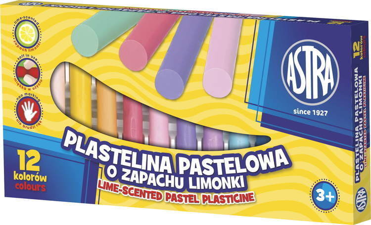 Plastelina pastelowa 12 kolorów o zapachu limonki ASTRA 1