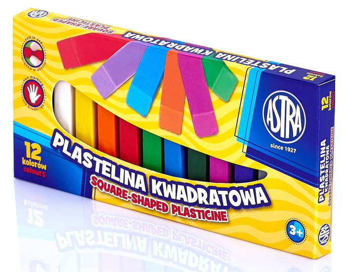 Plastelina kwadratowa  12 kolorów ASTRA 1