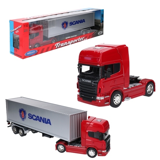 Auto TIR SCANIA z naczepą 1:32 ciągnik siodłowy, model metalowy WELLY 1