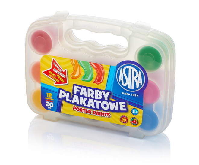 FARBY PLAKATOWE ASTRA 12 KOLORÓW 20 ML WALIZKA ASTRA 1