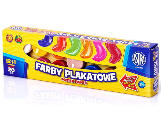FARBY PLAKATOWE ASTRA  12 KOLORÓW - 20 ML + 1 KOLOR GRATIS ASTRA 1