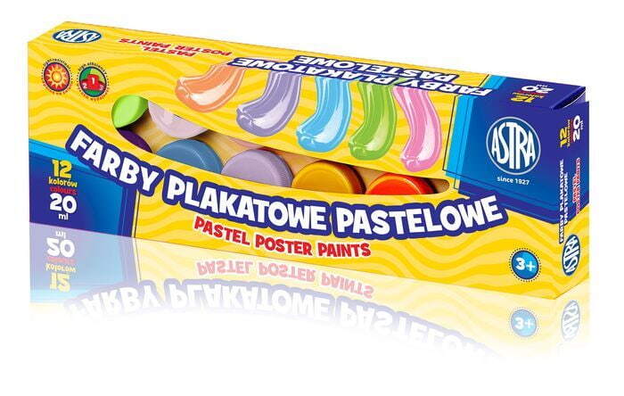 Farby plakatowe pastelowe ASTRA 12 kolorów 1